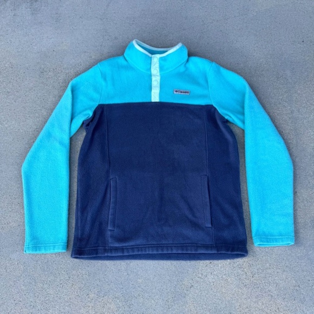 Columbia Women's Quarter Snap Fleece Large Pullover‎ Two-Tone Blue XL